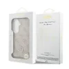 Husă spate magnetică Guess din piele PU 4G cu logo și ramă aurie pentru Samsung Galaxy S26, roz