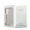 Husă spate magnetică Guess din piele PU 4G cu logo triunghiular și ramă aurie pentru Samsung Galaxy S26, roz