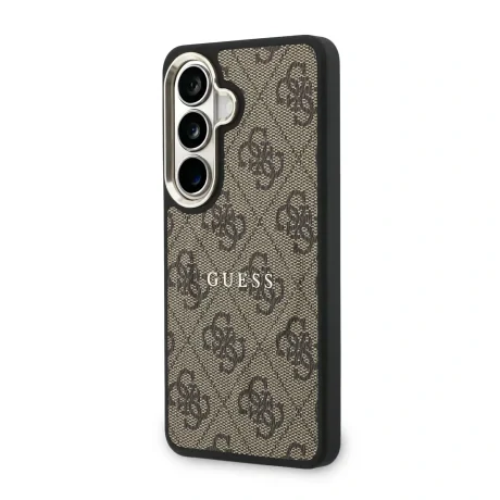 Husă spate magnetică Guess din piele PU 4G cu ramă aurie pentru Samsung Galaxy S26+, maro