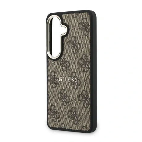 Husă spate magnetică Guess din piele PU 4G cu ramă aurie pentru Samsung Galaxy S26+, maro