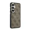 Husa spate magnetică Guess din piele PU 4G cu ramă aurie pentru Samsung Galaxy S26, maro