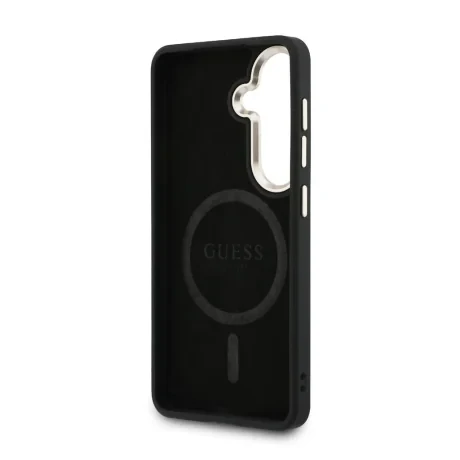 Husa spate magnetică Guess din piele PU 4G cu ramă aurie pentru Samsung Galaxy S26, maro