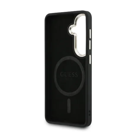 Husă spate magnetică Guess din piele PU 4G cu ramă aurie pentru Samsung Galaxy S26+, maro