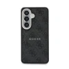 Husa spate magnetică Guess din piele PU 4G cu ramă aurie pentru Samsung Galaxy S26, neagră