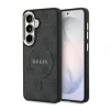 Husa spate magnetică Guess din piele PU 4G cu ramă aurie pentru Samsung Galaxy S26, neagră