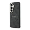 Husă spate magnetică Guess din piele PU 4G cu ramă aurie pentru Samsung Galaxy S26+, neagră