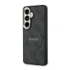 Husa spate magnetică Guess din piele PU 4G cu ramă aurie pentru Samsung Galaxy S26, neagră