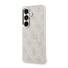 Husă spate magnetică Guess din piele PU 4G cu ramă aurie pentru Samsung Galaxy S26+, roz