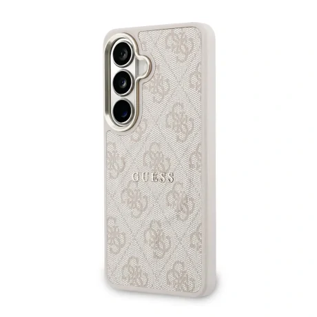 Husă spate magnetică Guess din piele PU 4G cu ramă aurie pentru Samsung Galaxy S26+, roz