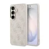 Husă spate magnetică Guess din piele PU 4G cu ramă aurie pentru Samsung Galaxy S26+, roz