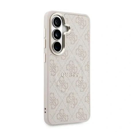 Husă spate magnetică Guess din piele PU 4G cu ramă aurie pentru Samsung Galaxy S26+, roz