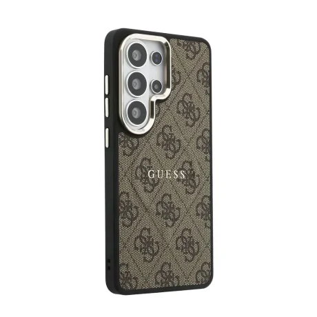 Husă spate magnetică Guess din piele PU 4G cu ramă aurie pentru Samsung Galaxy S26 Ultra, maro