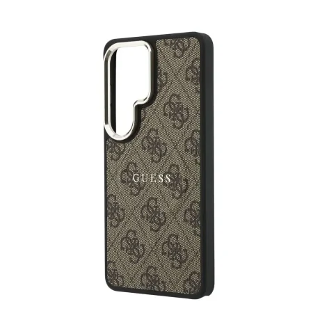Husă spate magnetică Guess din piele PU 4G cu ramă aurie pentru Samsung Galaxy S26 Ultra, maro