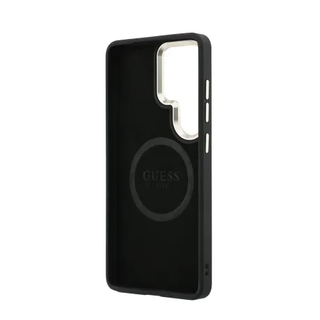 Husă spate magnetică Guess PU perforată cu logo 4G pentru Samsung Galaxy S26 Ultra, maro