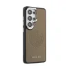 Husă spate magnetică Guess PU perforată cu logo 4G pentru Samsung Galaxy S26 Ultra, maro
