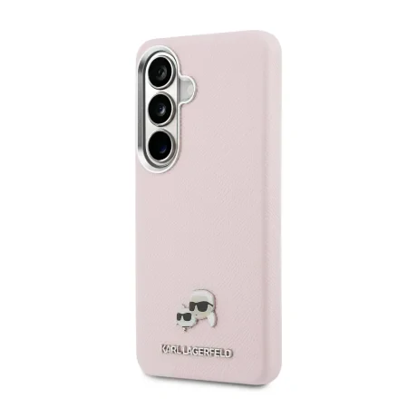 Husă spate magnetică Karl Lagerfeld din piele PU granulată K&amp;amp;CH Heads pentru Samsung Galaxy S26, roz