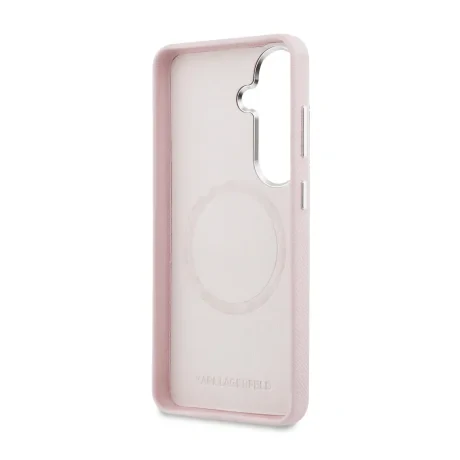Husă spate magnetică Karl Lagerfeld din piele PU granulată K&amp;amp;CH Heads pentru Samsung Galaxy S26+ roz