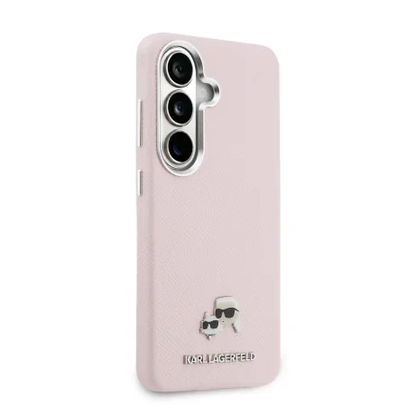 Husă spate magnetică Karl Lagerfeld din piele PU granulată K&amp;amp;CH Heads pentru Samsung Galaxy S26, roz