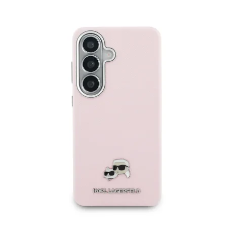 Husă spate magnetică Karl Lagerfeld din piele PU granulată K&amp;amp;CH Heads pentru Samsung Galaxy S26, roz