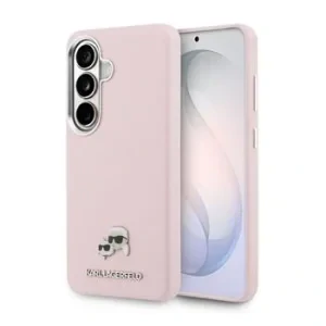 Husă spate magnetică Karl Lagerfeld din piele PU granulată K&amp;amp;CH Heads pentru Samsung Galaxy S26, roz