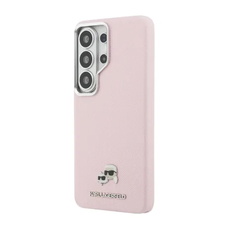 Husă spate magnetică Karl Lagerfeld din piele PU granulată K&amp;amp;CH Heads pentru Samsung Galaxy S26 Ultra, roz
