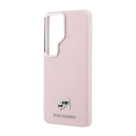 Husă spate magnetică Karl Lagerfeld din piele PU granulată K&amp;amp;CH Heads pentru Samsung Galaxy S26 Ultra, roz