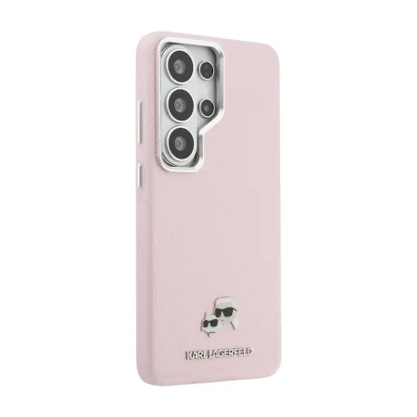 Husă spate magnetică Karl Lagerfeld din piele PU granulată K&amp;amp;CH Heads pentru Samsung Galaxy S26 Ultra, roz