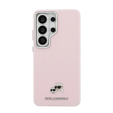 Husă spate magnetică Karl Lagerfeld din piele PU granulată K&amp;amp;CH Heads pentru Samsung Galaxy S26 Ultra, roz