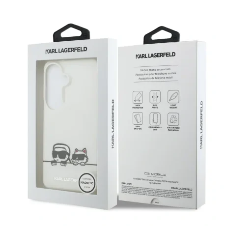 Husă spate magnetică Karl Lagerfeld IML K&amp;amp;CH Peekaboo Logo pentru Samsung Galaxy S26+, albă