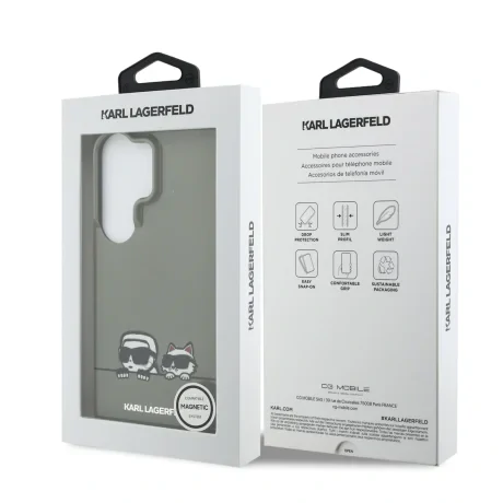 Husă spate magnetică Karl Lagerfeld IML K&amp;amp;CH Peekaboo Logo pentru Samsung Galaxy S26 Ultra, neagră