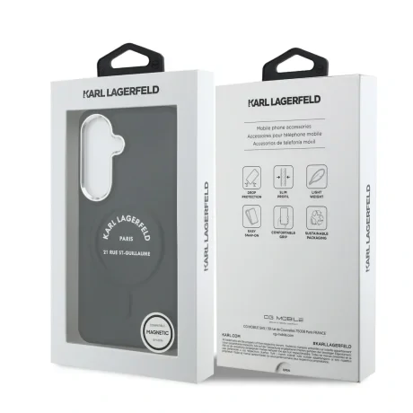 Husă spate magnetică Karl Lagerfeld PU RSG Logo pentru Samsung Galaxy S26, neagră