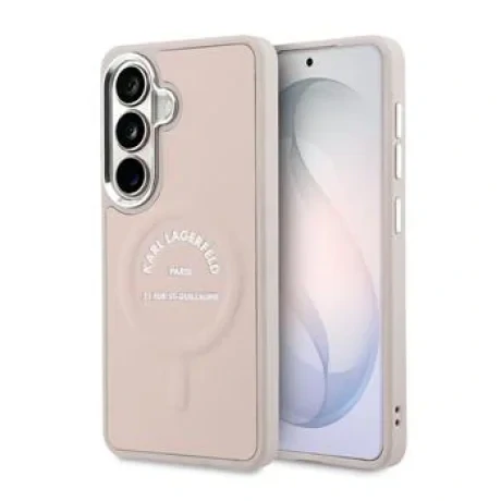 Husă spate magnetică Karl Lagerfeld PU RSG Logo pentru Samsung Galaxy S26, roz