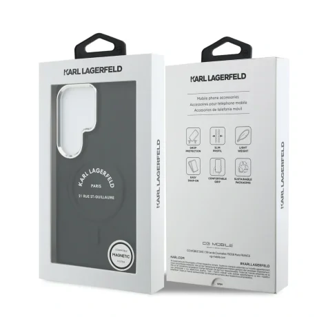 Husă spate magnetică Karl Lagerfeld PU RSG Logo pentru Samsung Galaxy S26 Ultra, neagră