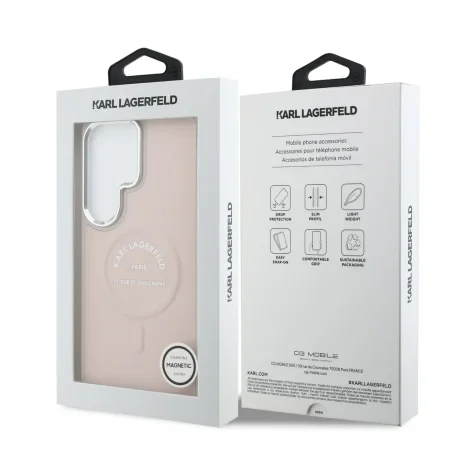 Husă spate magnetică Karl Lagerfeld PU RSG Logo pentru Samsung Galaxy S26 Ultra, roz