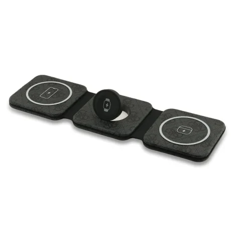 Încărcător wireless Guess PU 4G MagSafe 3 în 1, negru