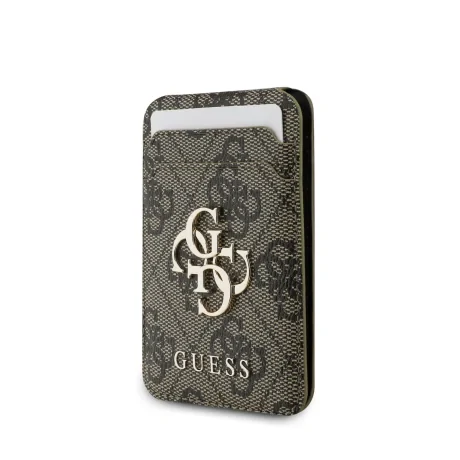 Portofel Guess 4G Metal Logo MagSafe Card slot cu suport, maro