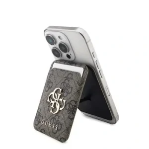 Portofel Guess 4G Metal Logo MagSafe Card slot cu suport, maro