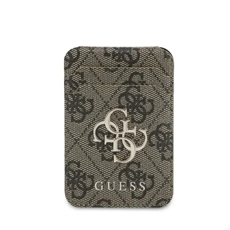 Portofel Guess 4G Metal Logo MagSafe Card slot cu suport, maro