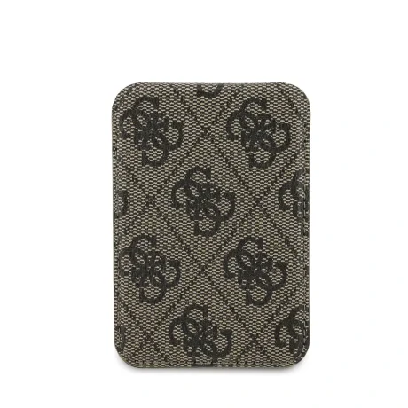 Portofel Guess 4G Metal Logo MagSafe Card slot cu suport, maro