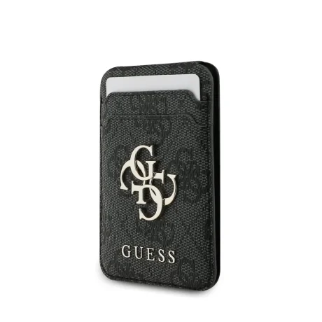 Portofel Guess 4G Metal Logo MagSafe Card slot cu suport, negru