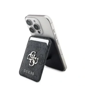 Portofel Guess 4G Metal Logo MagSafe Card slot cu suport, negru