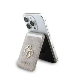 Portofel Guess 4G Metal Logo MagSafe Card slot cu suport, roz