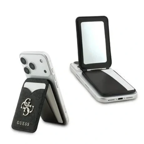 Portofel Guess PU 4G Mirror MagSafe Cardslot cu suport și suport, negru