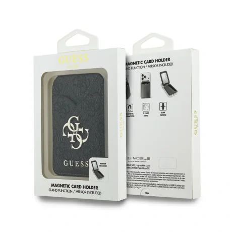 Portofel Guess PU 4G Mirror MagSafe Cardslot cu suport și suport, negru