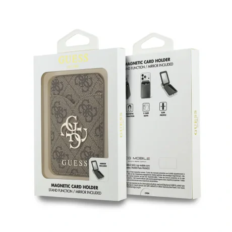 Portofel Guess PU 4G Mirror MagSafe cu slot pentru carduri și suport, maro