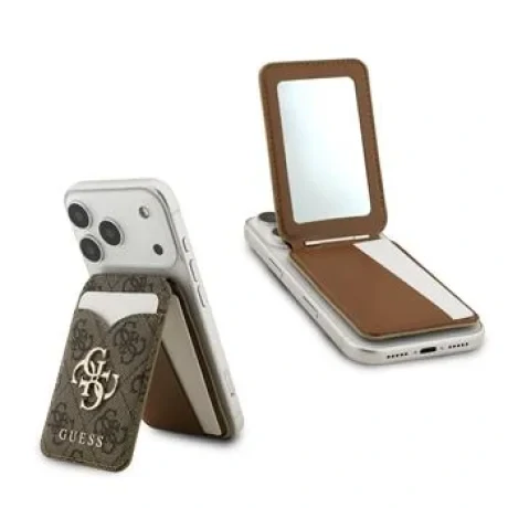 Portofel Guess PU 4G Mirror MagSafe cu slot pentru carduri și suport, maro