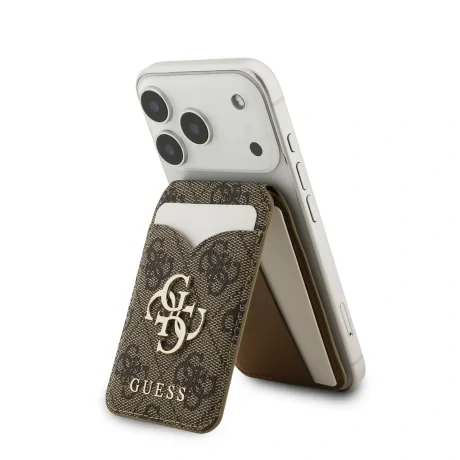 Portofel Guess PU 4G Mirror MagSafe cu slot pentru carduri și suport, maro