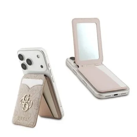 Portofel Guess PU 4G Mirror MagSafe cu slot pentru carduri și suport, roz