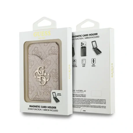 Portofel Guess PU 4G Mirror MagSafe cu slot pentru carduri și suport, roz