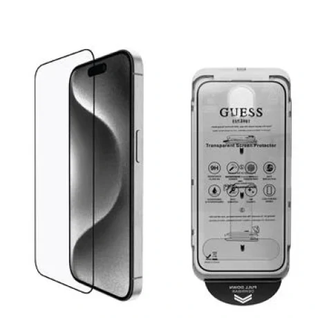 Sticlă securizată Guess 2.5D pentru iPhone 16 Pro Negru